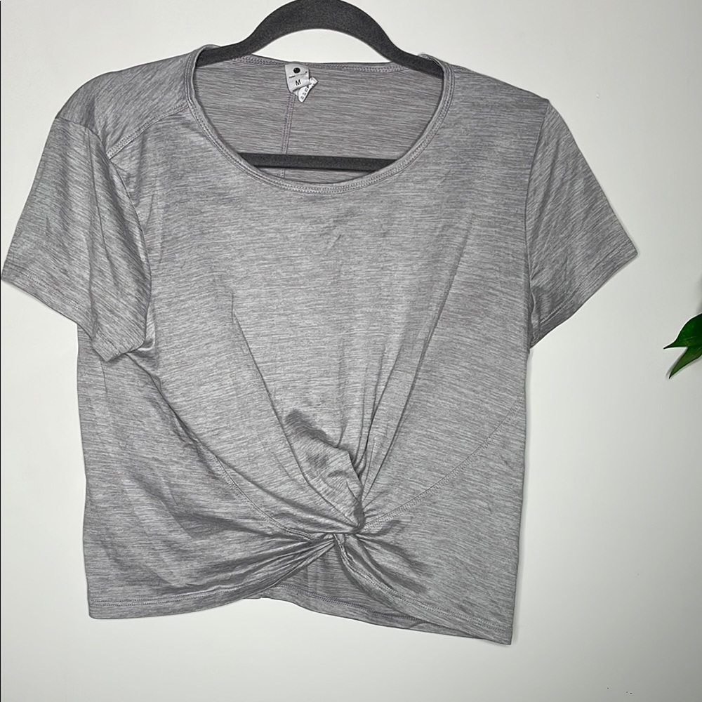 Yogalicious Crop Tie Front Short Sleeve T-Shirt